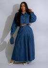 Stylish and trendy Urban Raw Edge Skirt Set Denim outfit