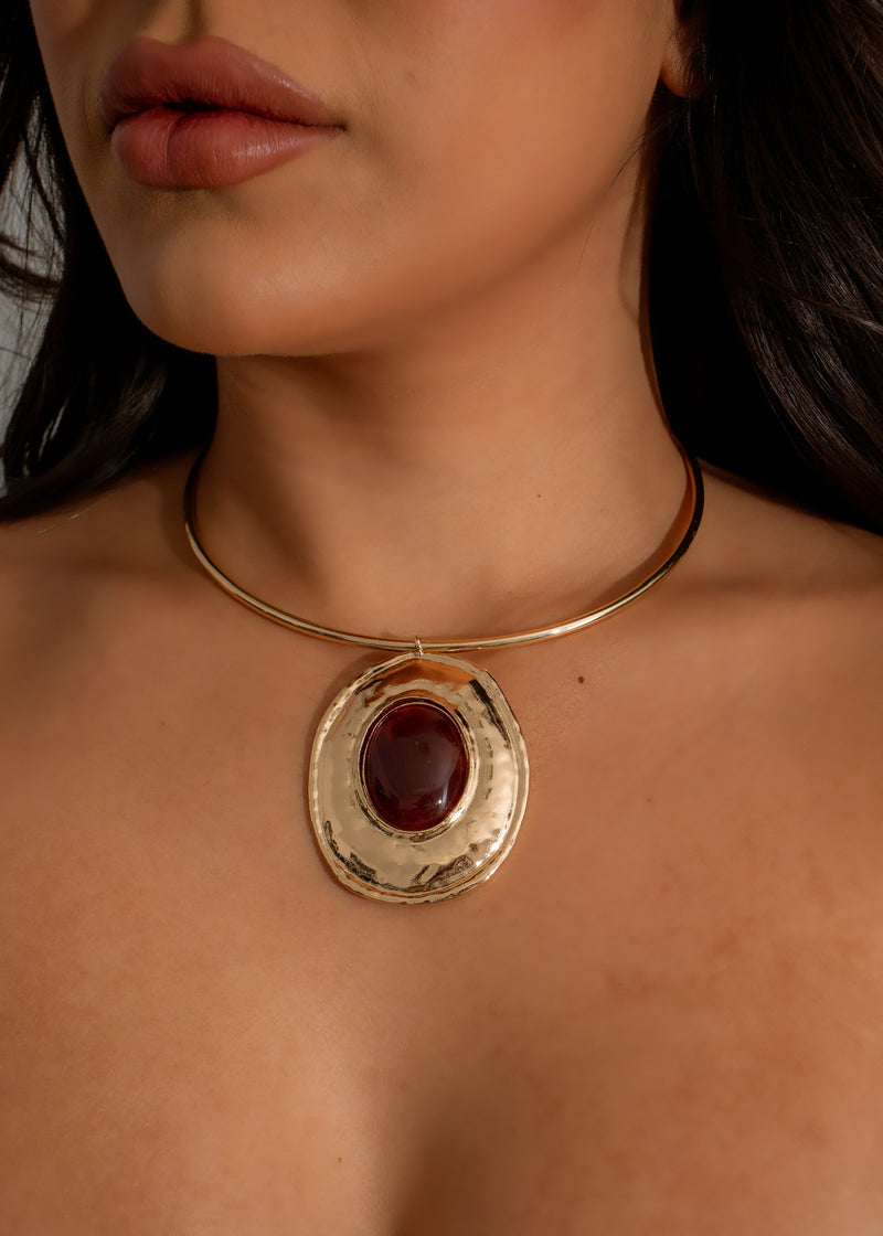 Handcrafted Eclipse Pendant Necklace in luxurious brown, perfect for adding a touch of elegance to any outfit