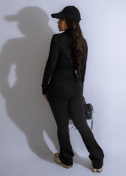 Velvet lounge pants and matching top in sleek black for ultimate comfort and style