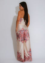 Amalfi Charm Floral Satin Pant Set Nude