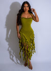 Meadowfall Ruffle Mini Dress Green, a flowy and elegant summer attire