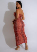  Stylish and trendy Crimson Serpent Ruched Skirt Set Orange in a bold orange hue perfect for making a statement