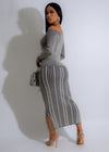 Steel Breeze Ribbed Skirt Set Grey - side view, form-fitting silhouette, comfortable ribbed fabric, stylish grey color