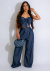 Dark denim pant set with a charming design and comfortable fit for women's fashion 