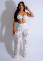 Beautiful white crochet floral pant set for Jardin Grace collection