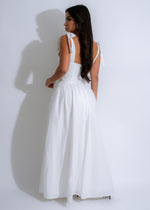 Radiant Romance Maxi Dress White - Back view of stunning white dress with intricate lace design and feminine silhouette