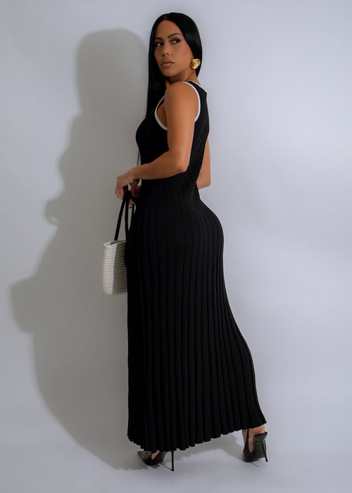 Black Serenity Chain Knit Maxi Dress with elegant chain detailing