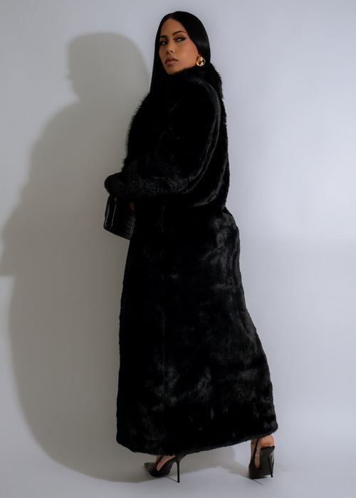 This stunning Shadow Empress Faux Fur Coat Black is a must-have for staying warm and stylish