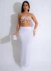 Pearl and Chain Glamour Top White: A stylish and sophisticated white top featuring intricate pearl and chain embellishments