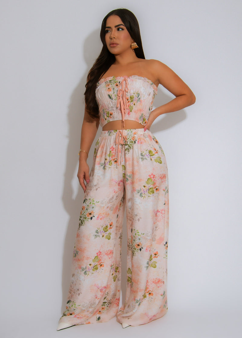 Serenity Breeze Floral Pant Set Pink