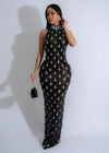 Diamond Radiance Rhinestones Sequin Maxi Dress Black with sparkling embellishments and elegant design