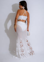 Beautifully designed Enigma Ensemble Lace Skirt Set White with intricate lace details and a flattering silhouette