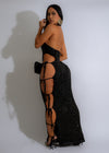 Stunning Noir Seduction Sequin Maxi Dress in Black, perfect for evening events and formal occasions