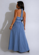  Stylish woman wearing the Perfect Everyday Vibe Maxi Dress Blue, a versatile and comfortable piece for any occasion