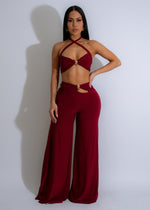 Drape Luxe Pant Set Red in a luxurious and elegant red color, perfect for a night out 