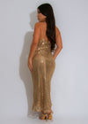 Radiance Chainmail Sequin Midi Dress Gold