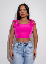 Floral Luxe Pearls Crop Top Pink* with delicate floral designs and pearl embellishments