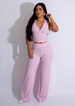 Light pink pant set with a matching top, perfect for casual wear or lounging at home