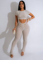 Chic waffle knit pant set in nude, cozy and stylish loungewear