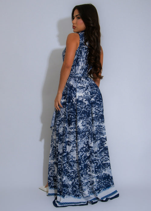 Coastal Tide Maxi Dress Blue