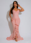 Noir Enchantress Mesh Ruched Maxi Dress Pink