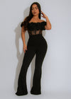 Rosette Lace Dream Floral Jumpsuit Black