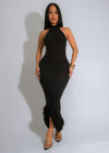 Beach Talking Knit Maxi Dress Black