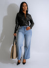 Sleek and stylish long top made of faux leather