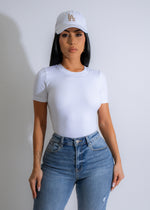 Sculpted Basics Bodysuit White - Front view with adjustable straps