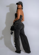 Steel Rebel Denim Jumpsuit Black: A stylish and versatile jumpsuit made with high-quality black denim fabric