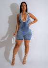  Close-up of the ribbed fabric and flattering fit of the romper