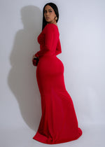 Seductive Symphony Ruched Maxi Dress Red, side view, flowing and flattering silhouette