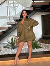 Urban Explorer Oversized Blouse Mini Dress Green