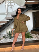 Urban Explorer Oversized Blouse Mini Dress Green - stylish and versatile dress