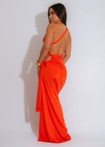 Prism Flow Ruched Maxi Dress Orange