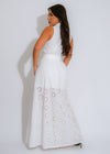 The Garden Grace Floral Lace Midi Dress White