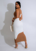 Beautiful white Artistry Curve Midi Dress with a flattering silhouette and elegant design