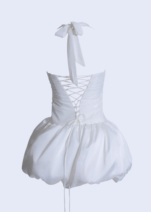 Cloudlight Ruffle Satin Mini Dress White*