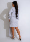 Chic and sophisticated Pinstripe Elegance Mini Dress White for any occasion