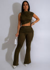 Enchanted Drape Ruched Pant Set Green with flowing fabric and elegant style