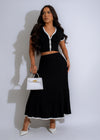 The Most Wanted Skirt Set Black - Women's two-piece outfit with a black crop top and matching high-waisted skirt, perfect for a night out or special occasion