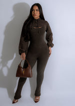 Shadow Street Ribbed Jumpsuit Brown, a versatile and stylish one-piece outfit for casual or dressy occasions