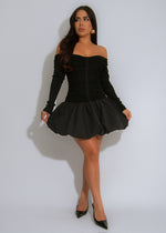 Enigma Elegance Ribbed Mini Dress Black