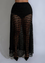  Elegant black lace skirt with a flattering A-line silhouette