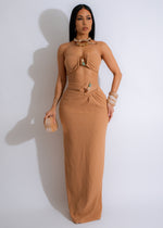 Can't Forget Me Skirt Set Nude - a stylish and elegant two-piece outfit with a nude-colored skirt and matching crop top, perfect for any special occasion or night out 