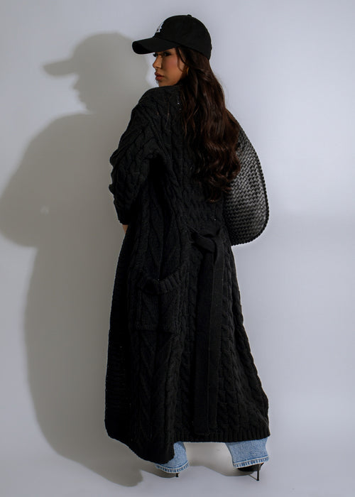 Shadowfall Knit Duster Coat Black