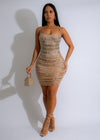 Dazzle Night Rhinestones Mini Dress Nude