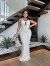 Shimmering Luminous Aura Glitter Maxi Dress in elegant white color