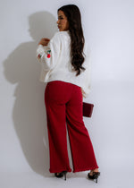 Stylish Sable Flare Jeans in Vibrant Red, High-Waisted with Flattering Fit