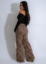 Wild Pulse Leopard Pants Brown, high-waisted, stretchy, and trendy animal print design